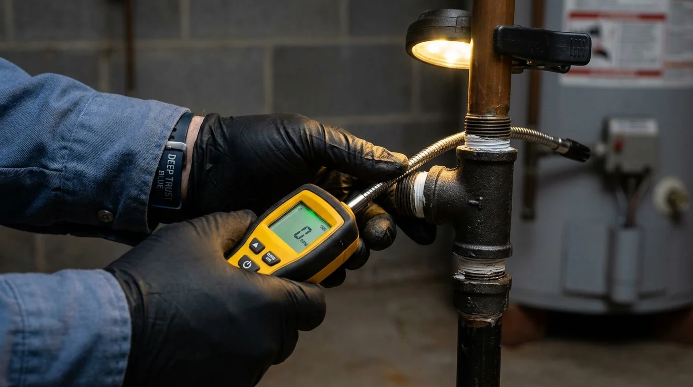 Gas leak detection with electronic sniffer by Johns Plumbing LLC in Smithland