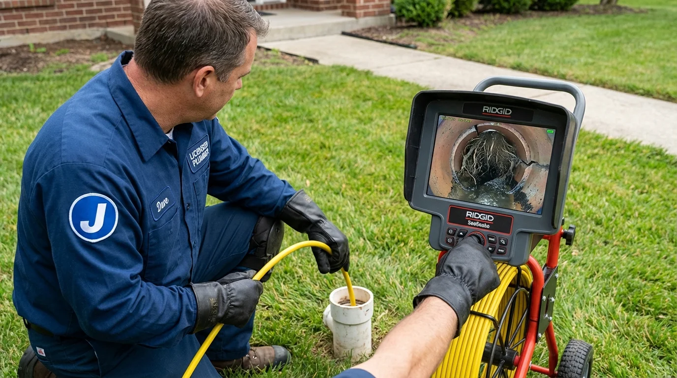 Sewer camera inspection being performed by Johns Plumbing LLC in Smithland