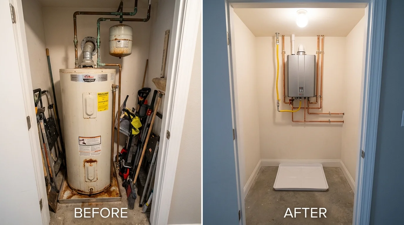 Tank water heater versus wall-mounted tankless unit comparison for Smithland, KY homeowners